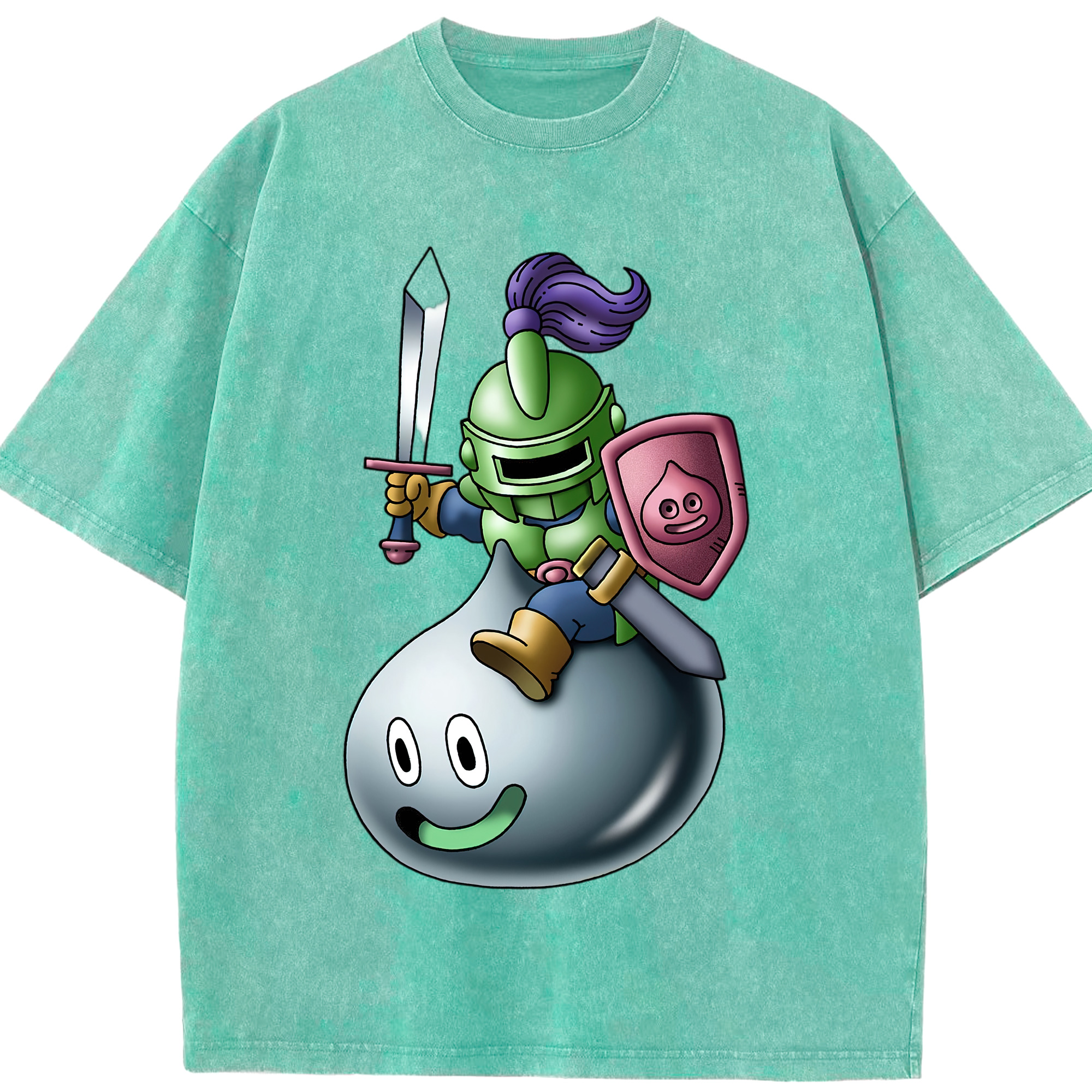 （画像用） ドラゴンクエスト Doragon Kuesuto Dragon Quest 綿100% ヴィンテージ風 半袖Tシャツ（フロントプリント）